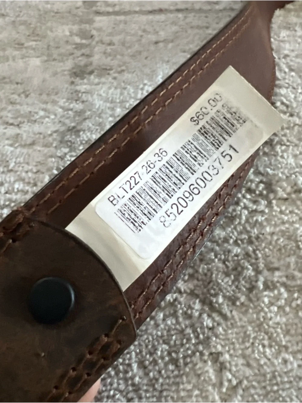 Genuine Brown Leather Western Belt Size 36 No Buckle